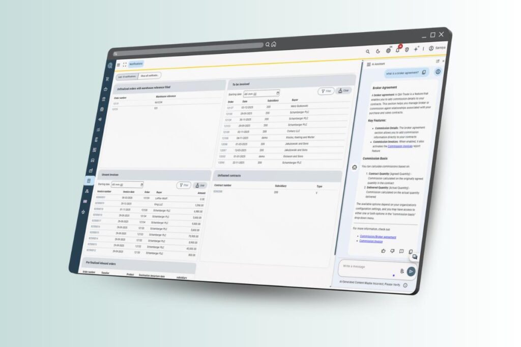 ai assisitant in erp trade software qbil-trade
